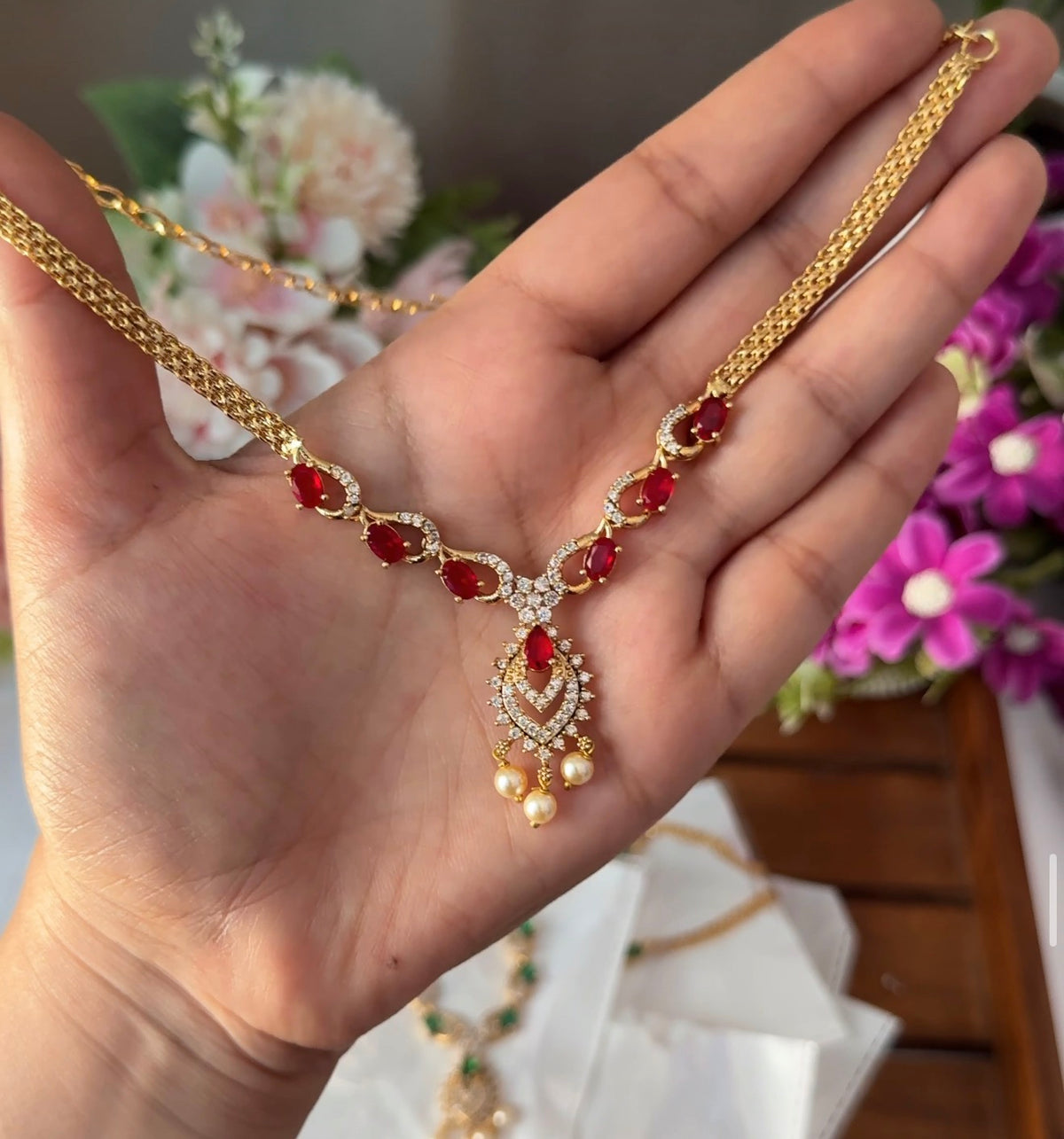 Simple Mango Stone Pearl Necklace DIA85