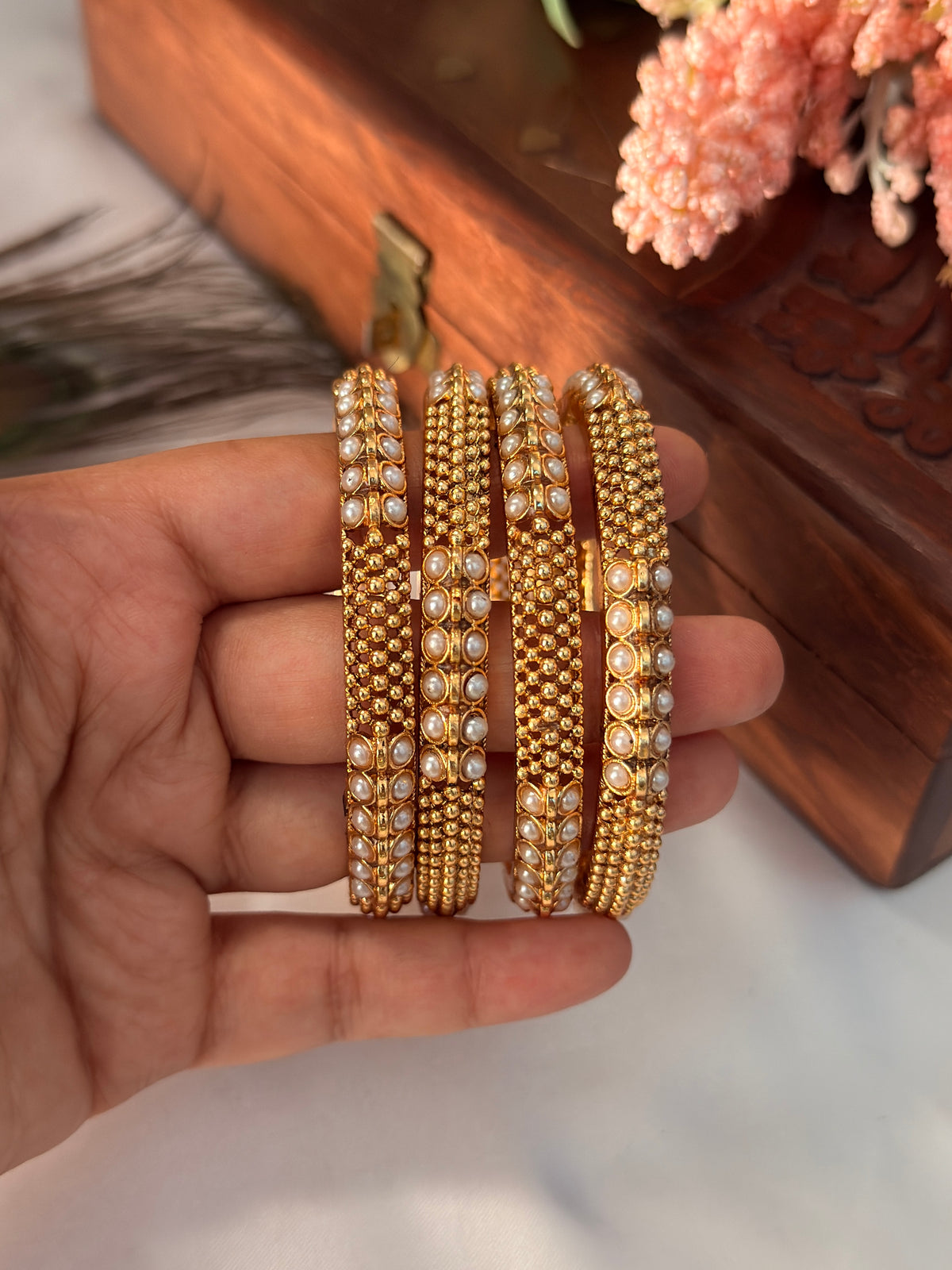Gold and Pearl Bangles B87