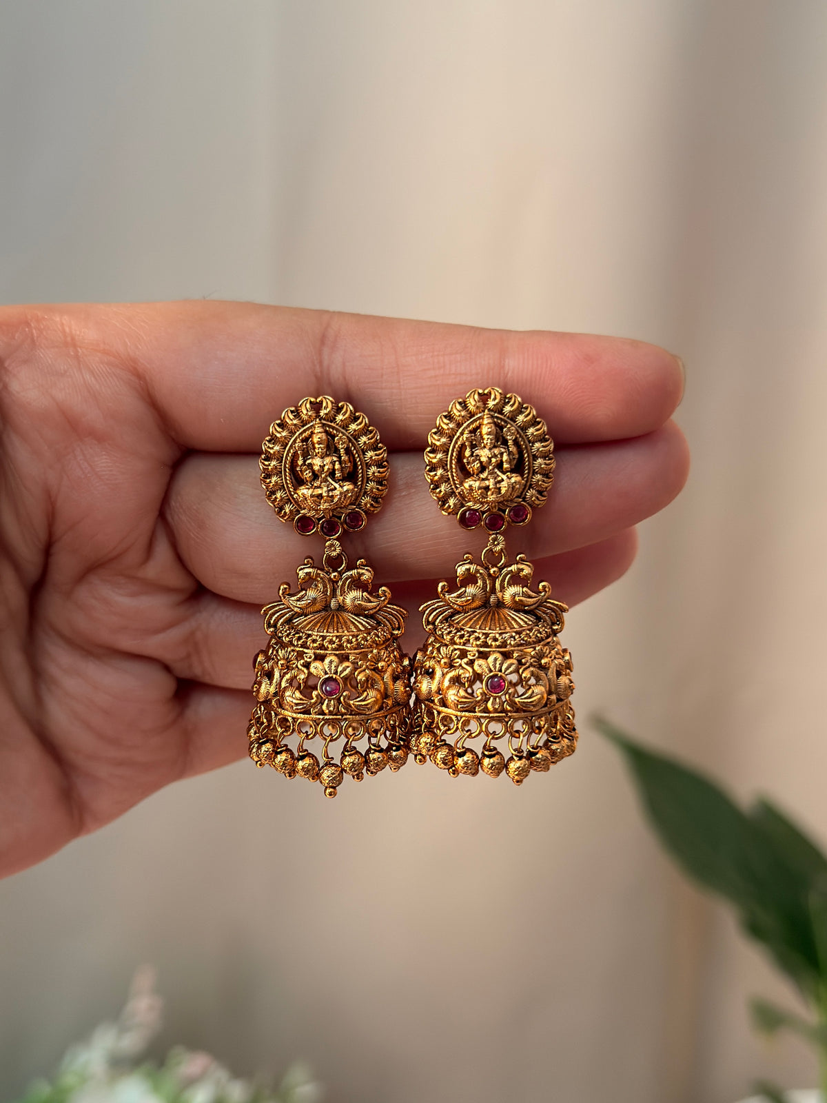 Devi with Beautiful Peacock EAR46