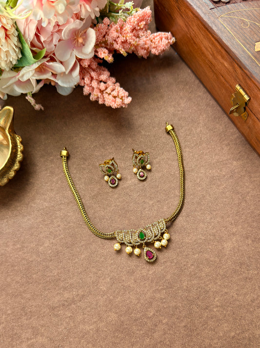 multi stone lotus ad necklace with pearl DIA44