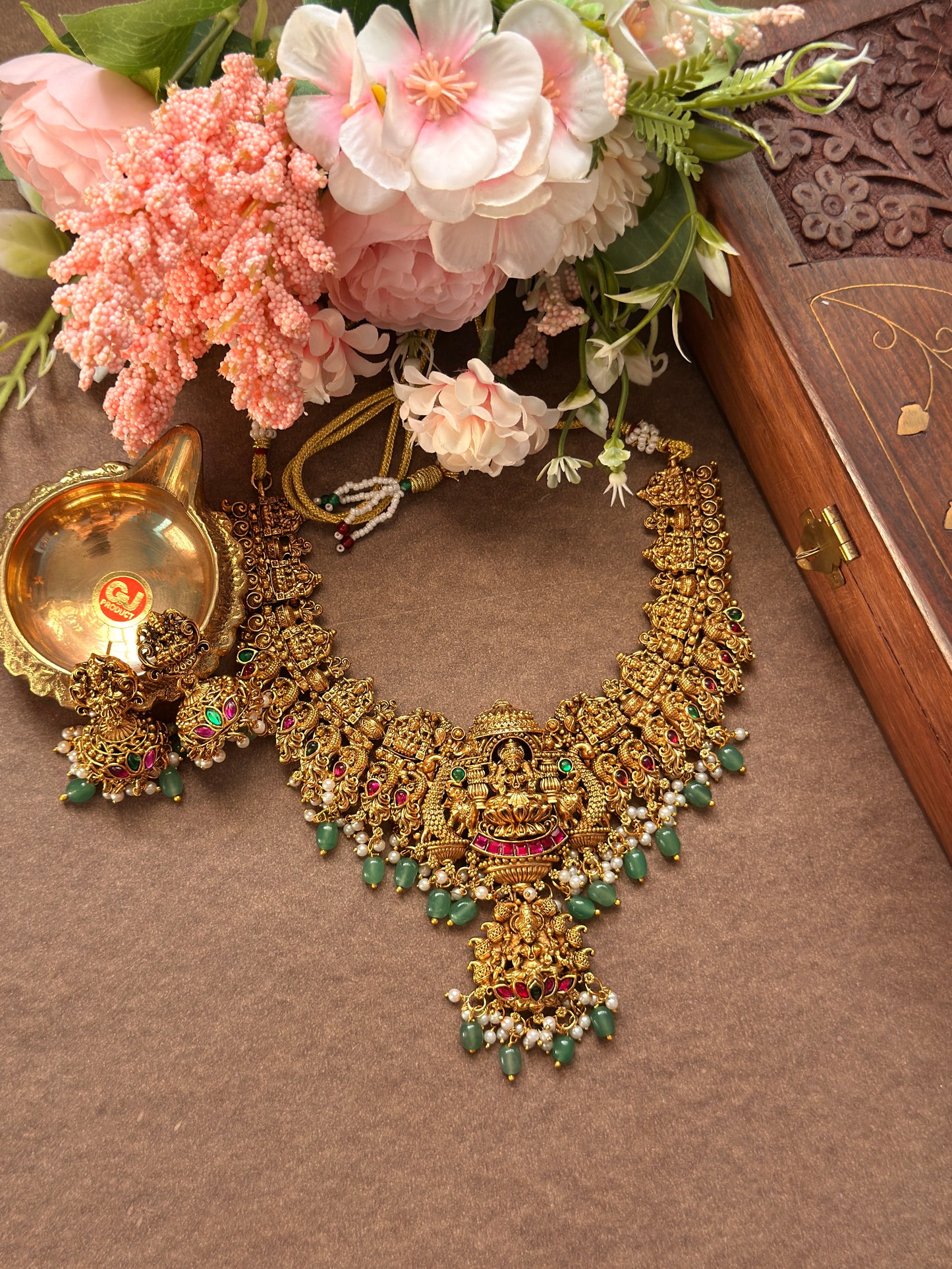 Lakshmi Devi Green Beads