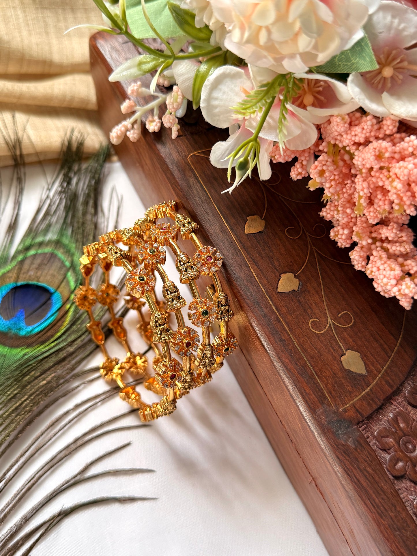 God & Flower Motifs Bangles