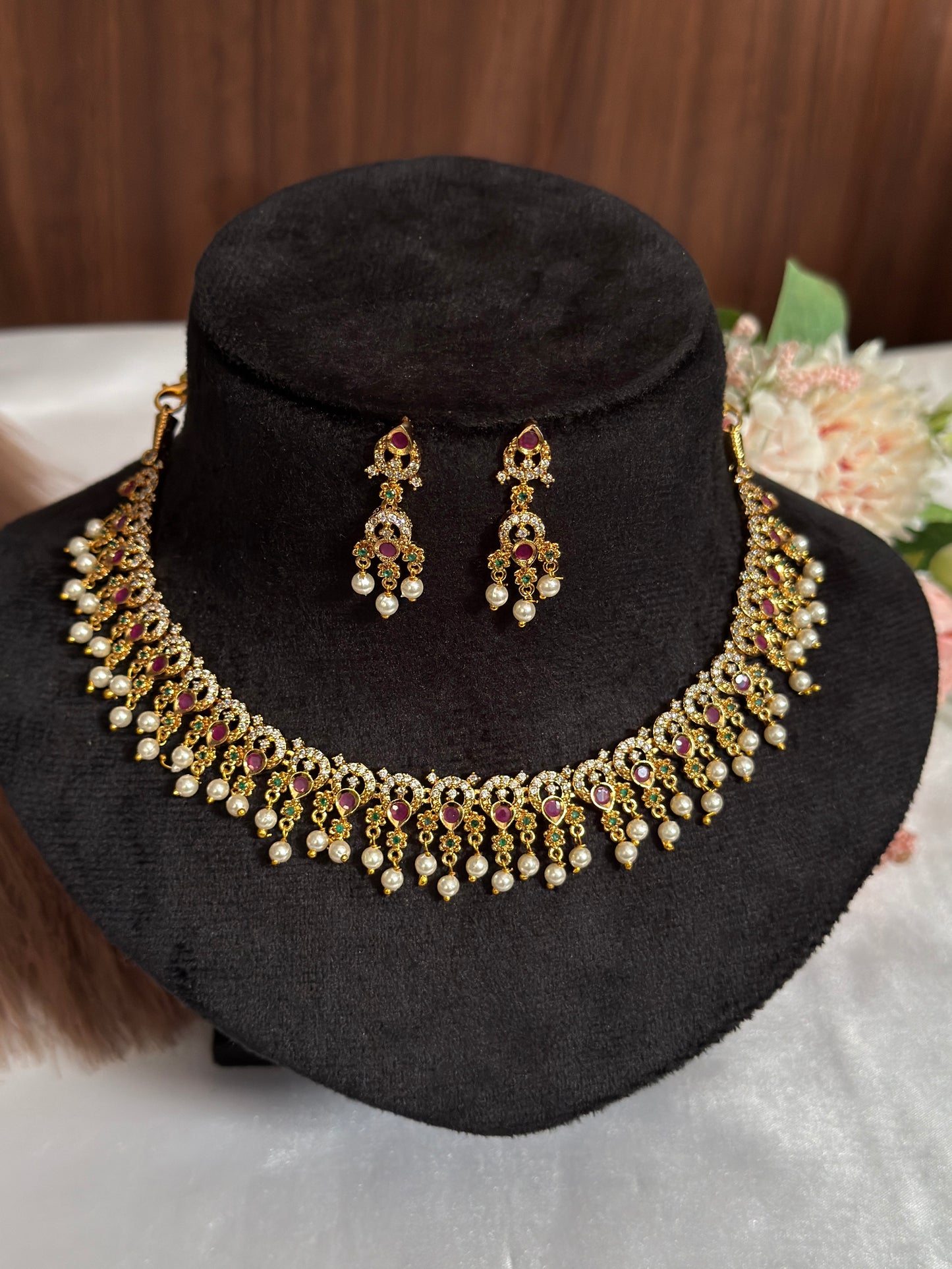 Non Idol Ruby Pearl Necklace NE107