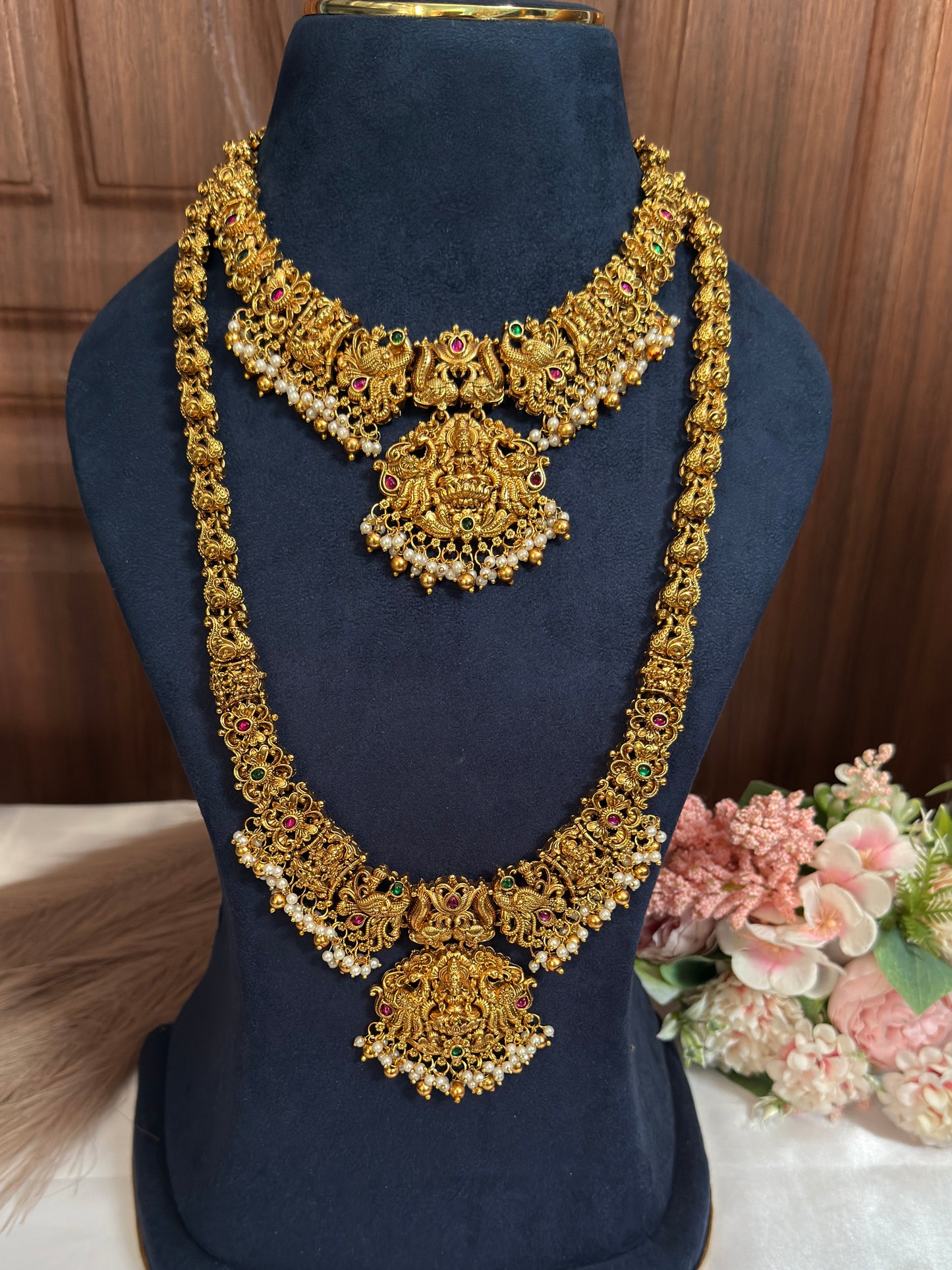 Divine Goddess Pearl & Gold Beads Bridal Set