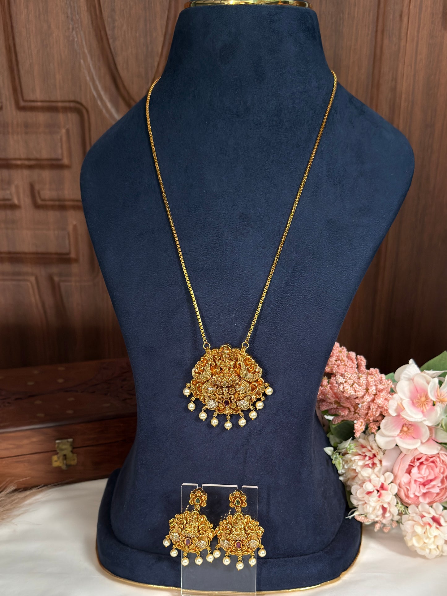 Lakshmi Peacock Long Chain Pearls