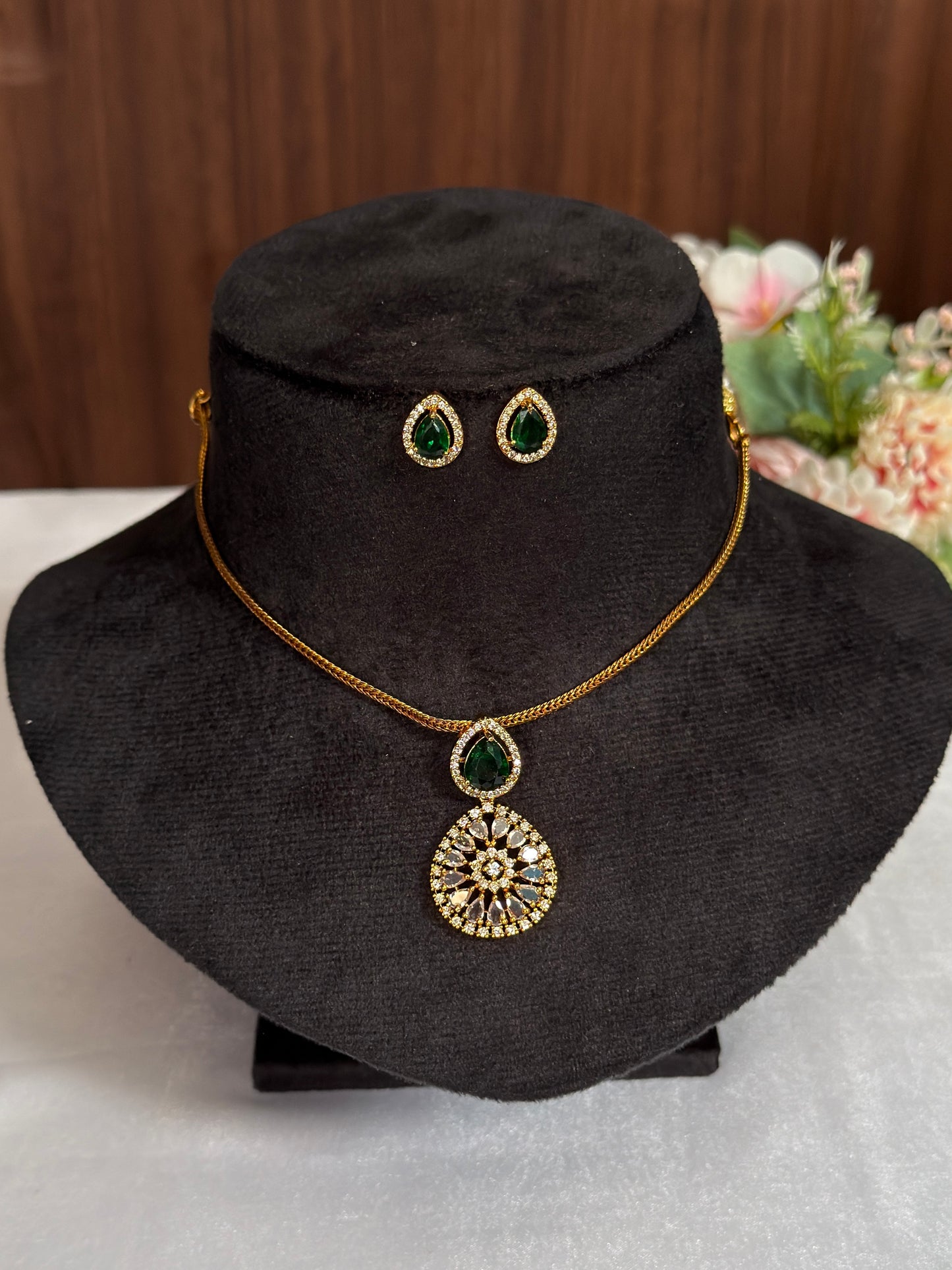 AD Stone Simple Necklace