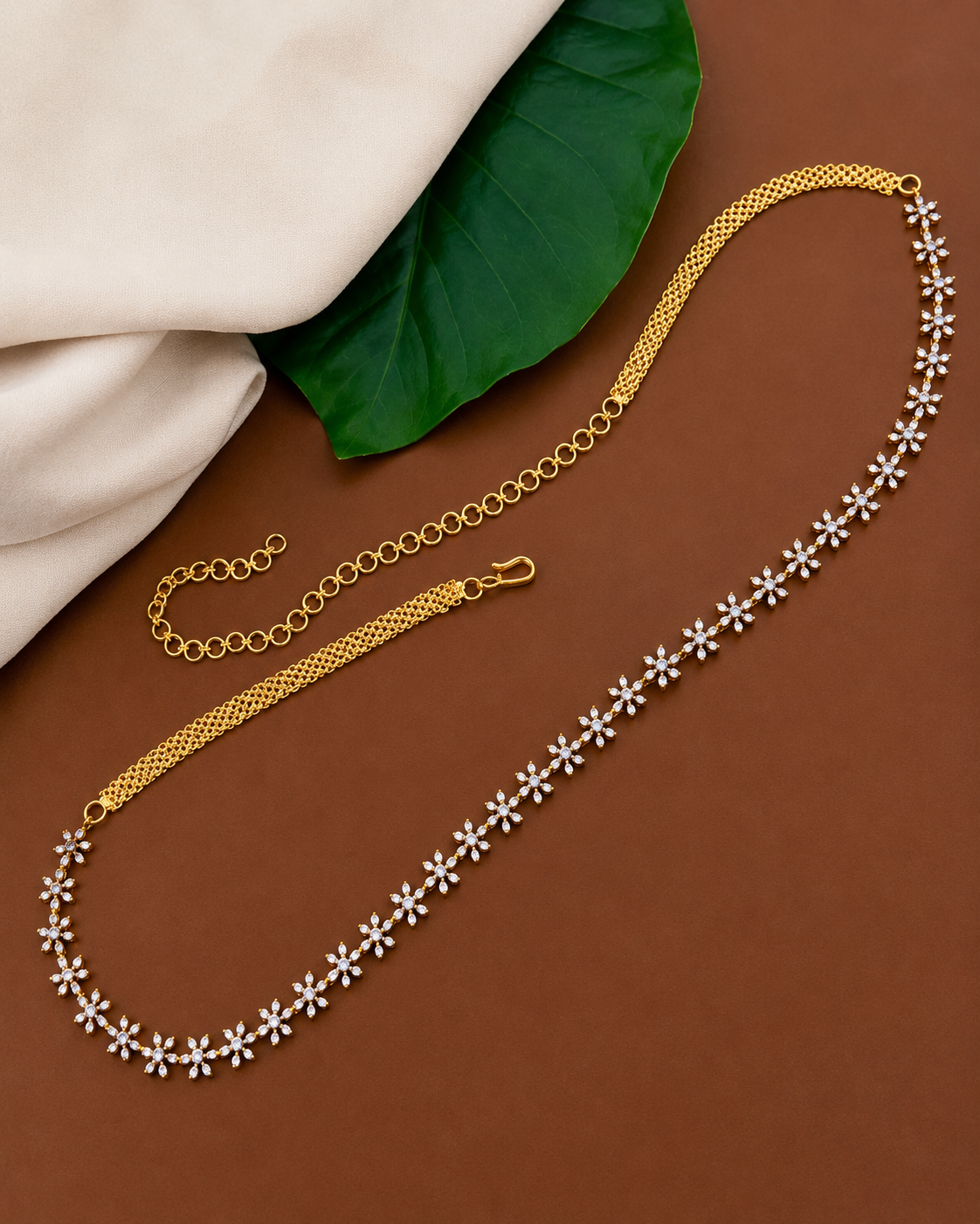 White Stone Flower Hipchain HB15