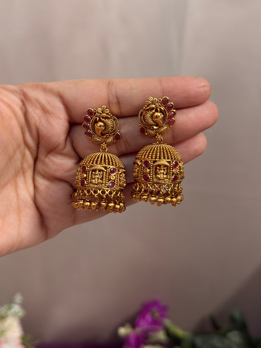 Multi Peacock Lakshmi Devi Jhumka EAR48