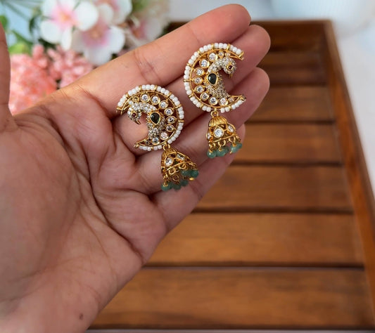 Cute Parrot AD stone Green Beads Earrings EAR47