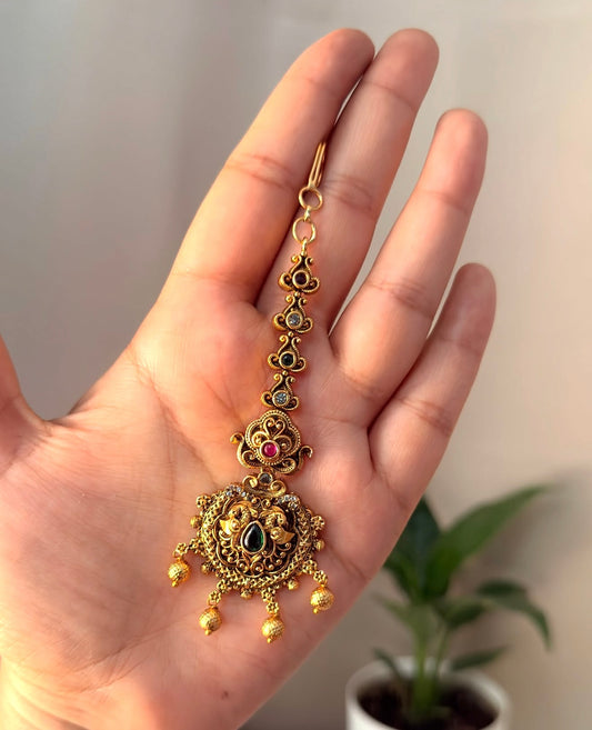 Peacock Multi Stone Gold beads TIK13