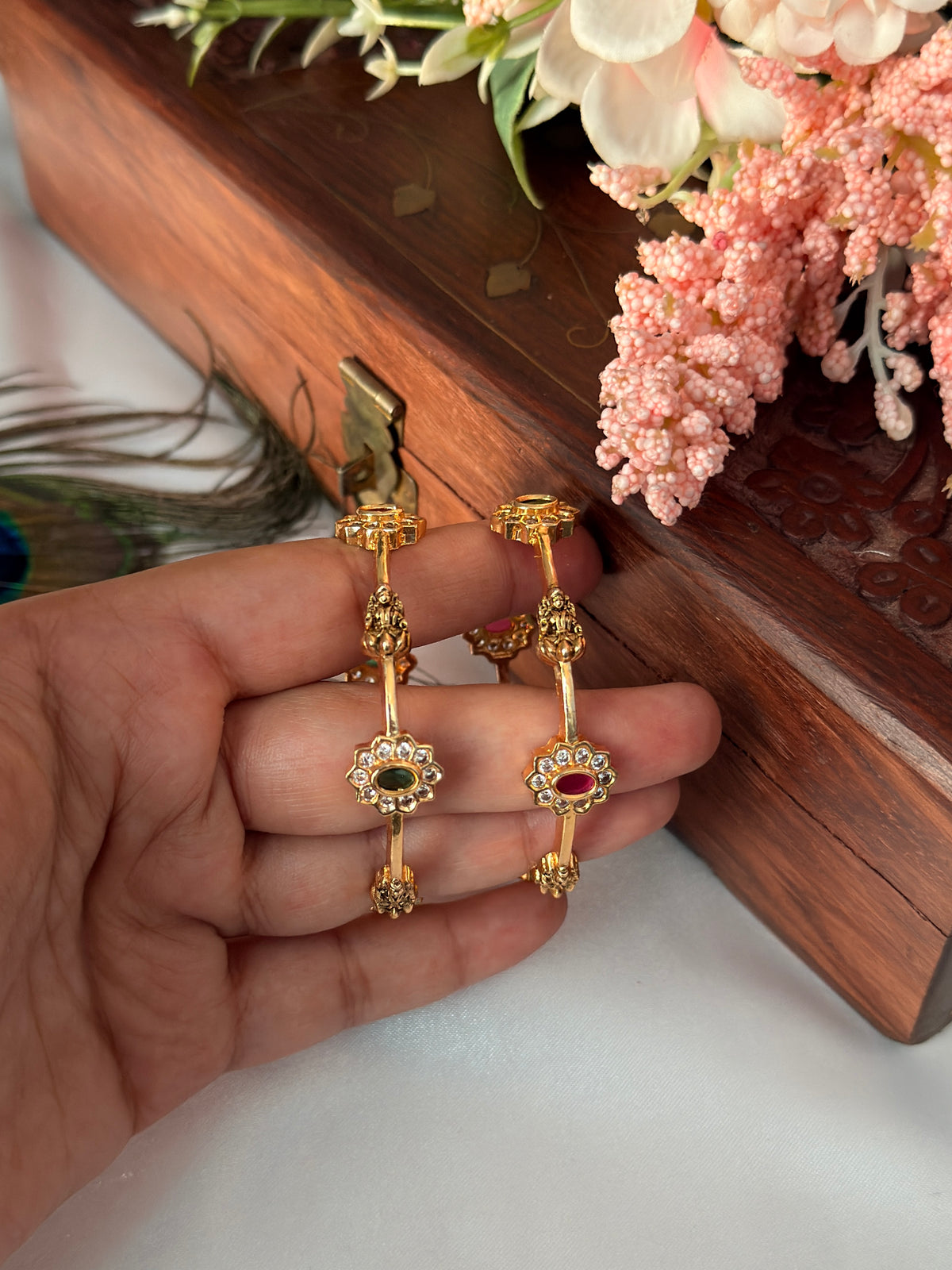Goddess Diamond Floral Bangles B90