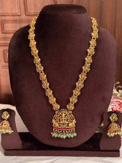 Lakshmi Devi Green Beads Haram L81