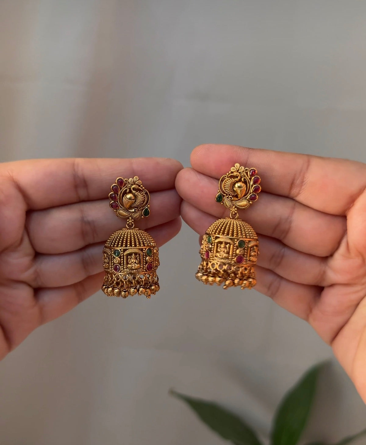 Multi Peacock Lakshmi Devi Jhumka EAR48