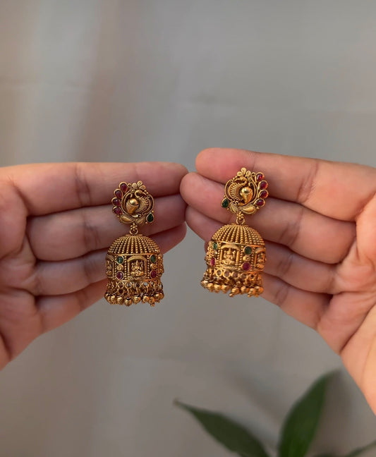 Multi Peacock Lakshmi Devi Jhumka EAR48