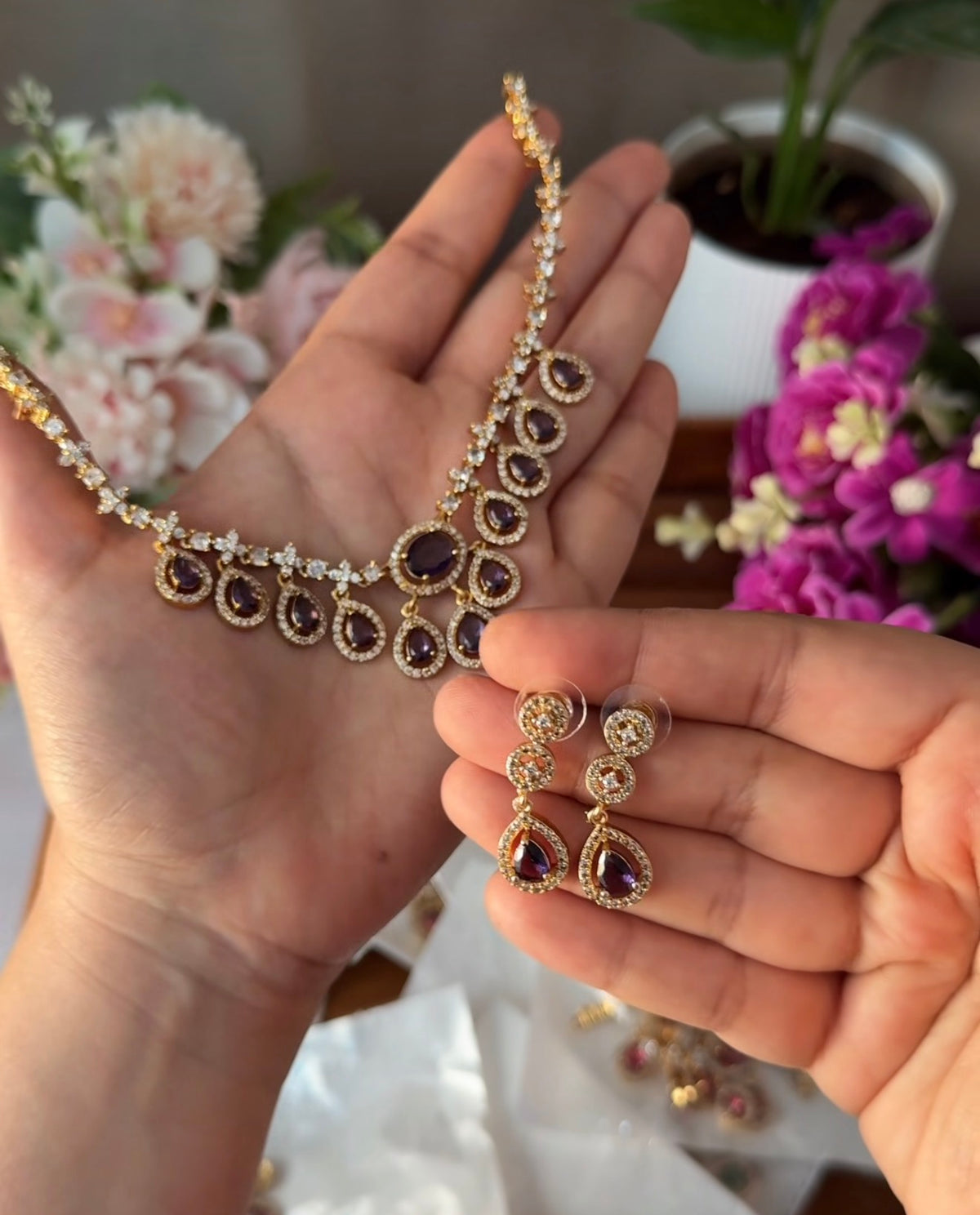 Premium Diamond Drops Necklace DIA84