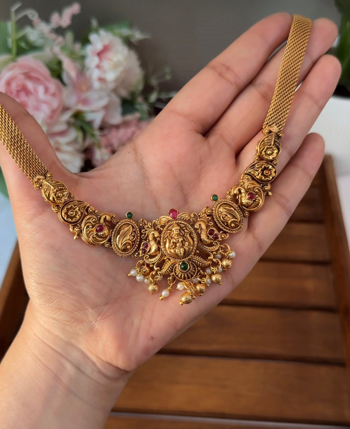 Lakshmi Peacock Floral Necklace NE165