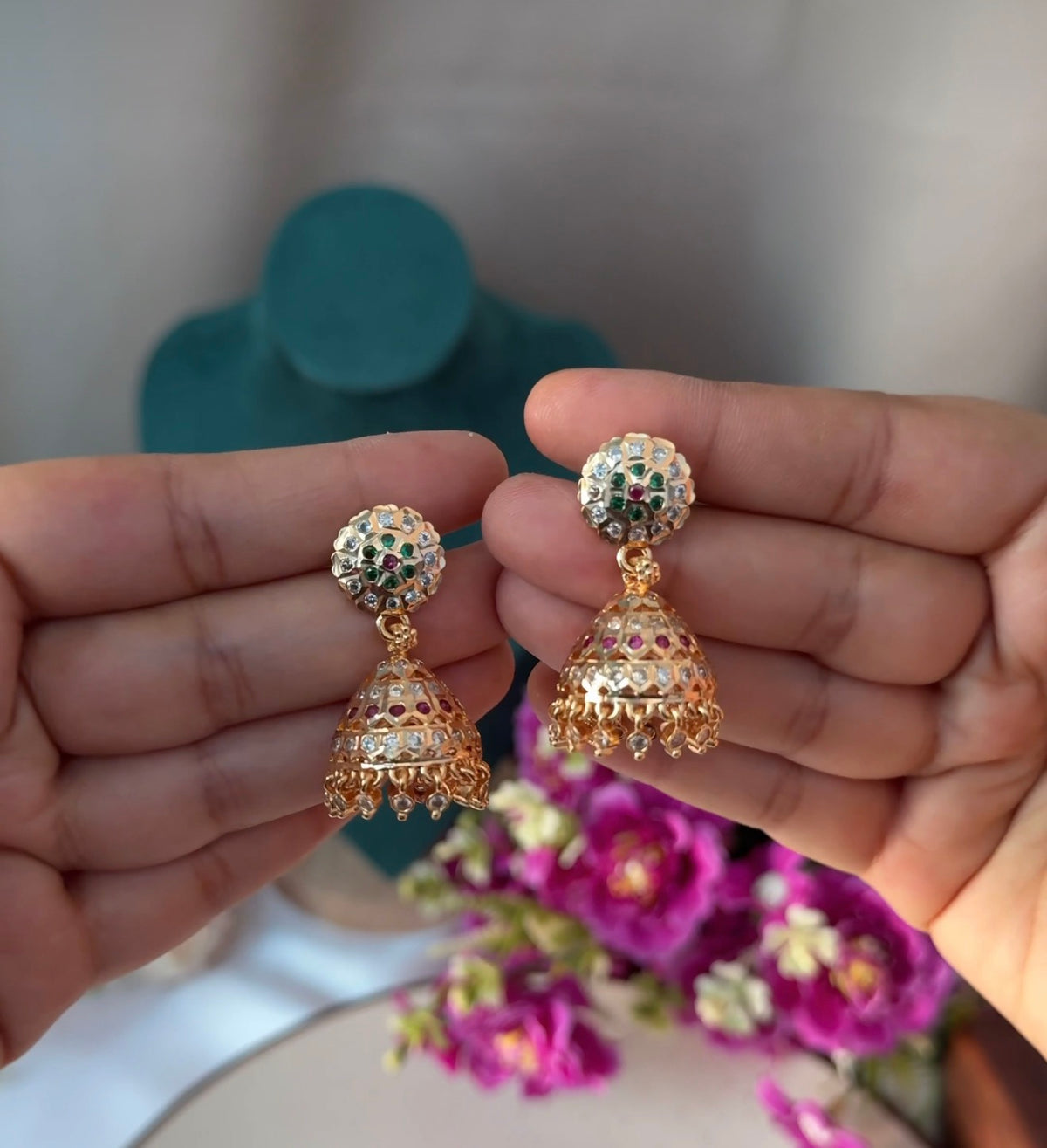 Impon Multi Jhumka with Stone Drops EAR59