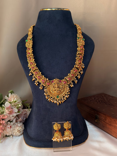 Lakshmi Peacock Multi Stone Bridal Wear with Pearl and Gold beads L103