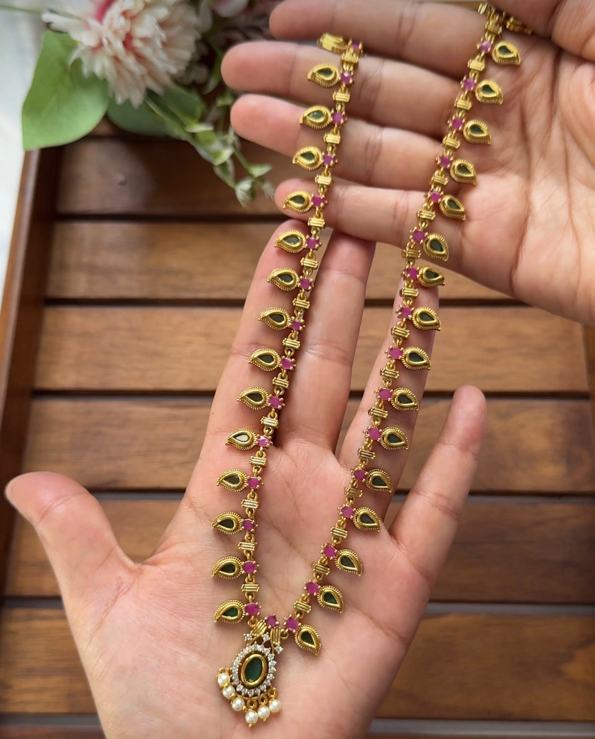 Palaka With Pink Stone Long L55
