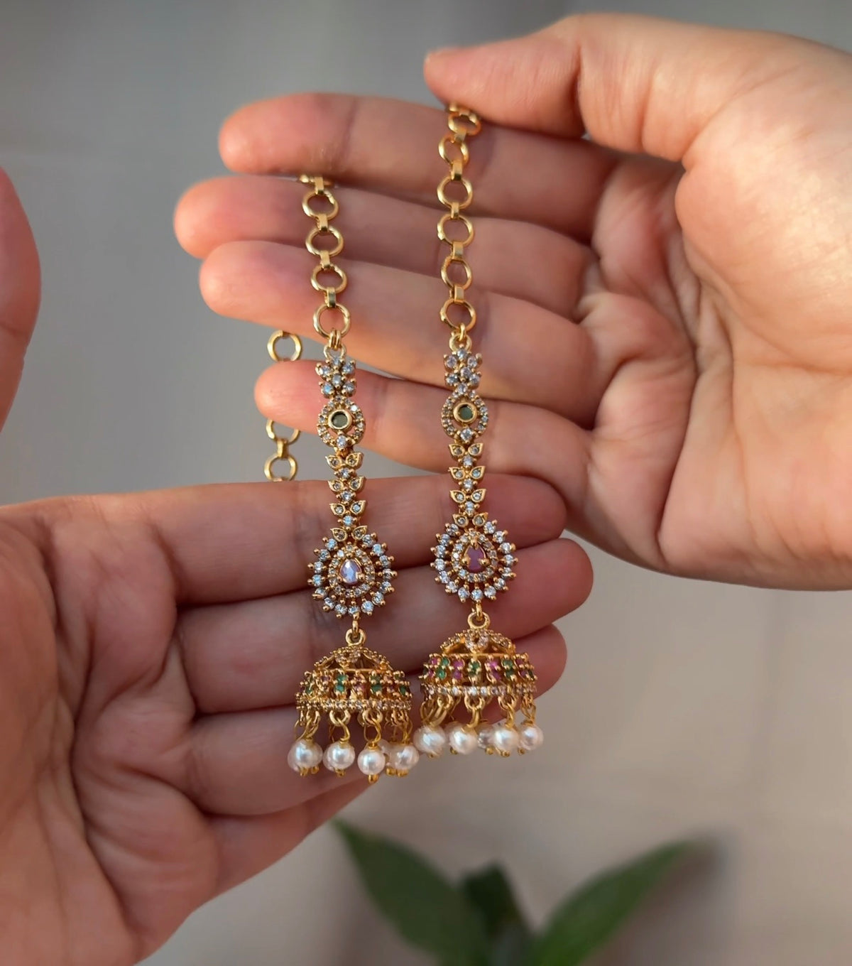 AD stone Small Jhumka with Pearls EAR55