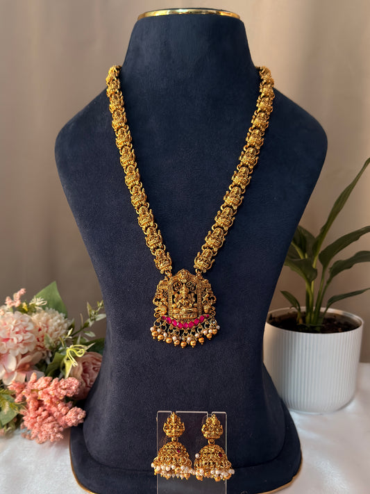 Lakshmi Multi Pearl & Green Beads Long Chain L32