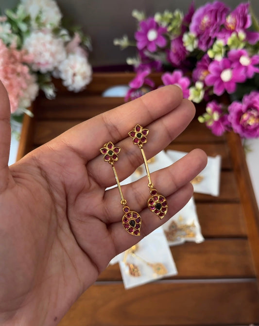 Floral Mango Kemp Stone Jhumka EAR52