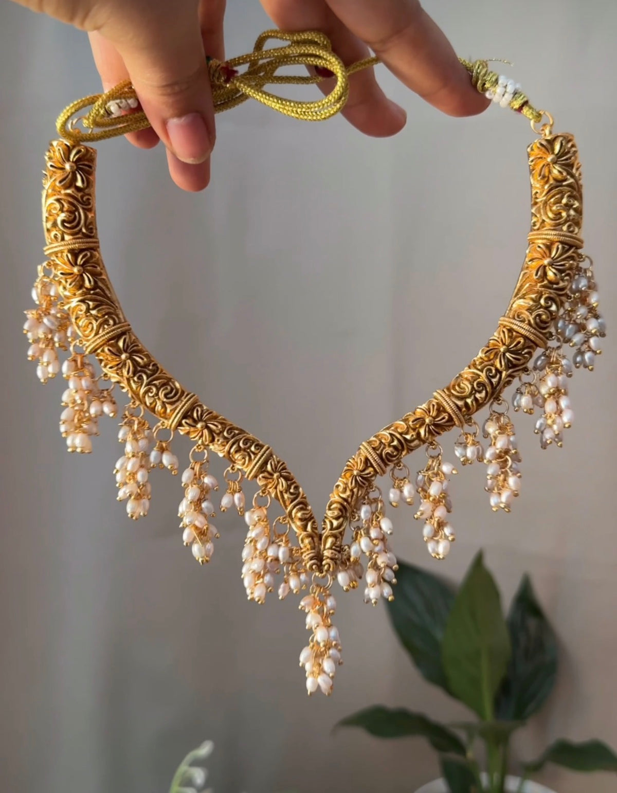 Cluster Rice Pearl Hanging Necklace NE156