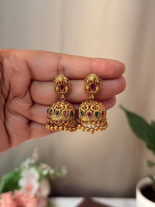 Dual Peacock Jhumka EAR44