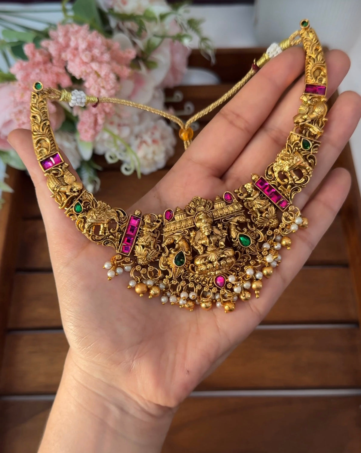 Beautiful Lakshmi Peacock Semi Bridal Necklace NE166
