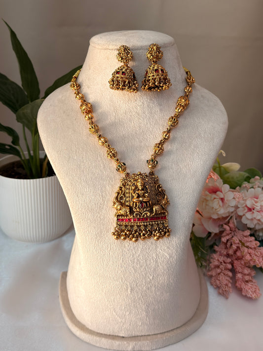 Beautiful Lakshmi Red stone Short Chain SC12