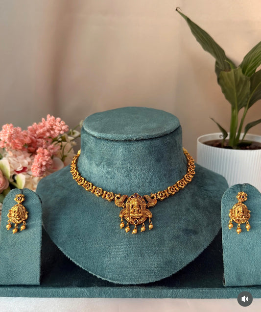 Premium Lakshmi Devi Peacock Necklace NE164
