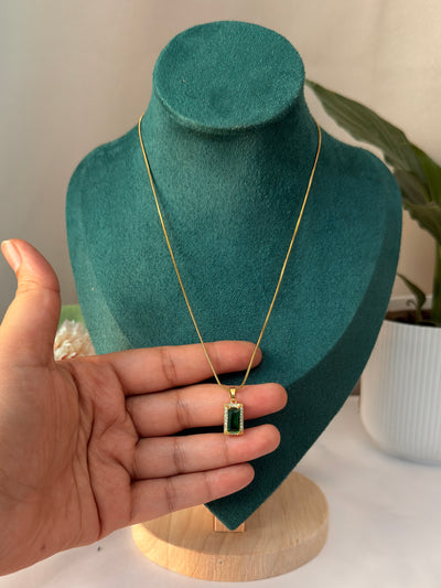 Green with White Stone Anti tarnish Chain
