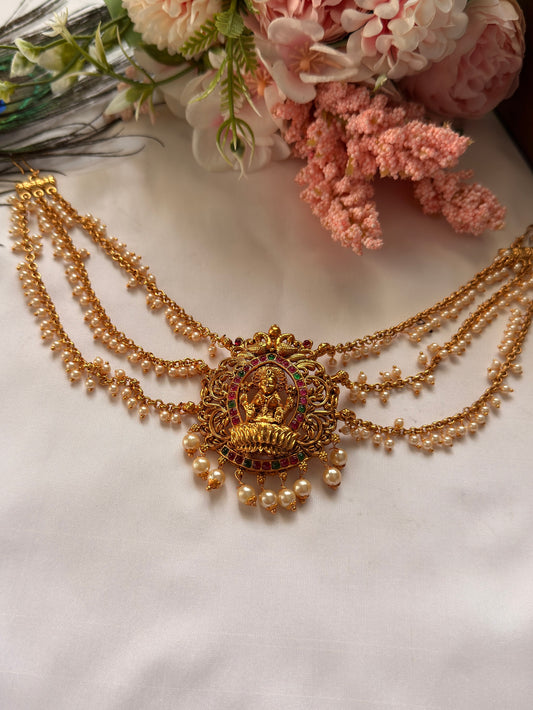 Three Layer White Pearl Lakshmi Hair Accesorie JD12