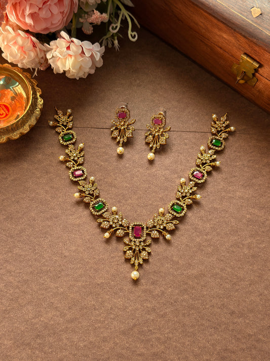Multi colour White pearl AD Necklace DIA37
