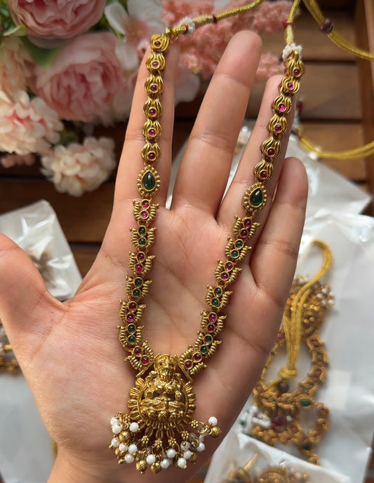 lakshmi multi stone with pearl hanging NE40
