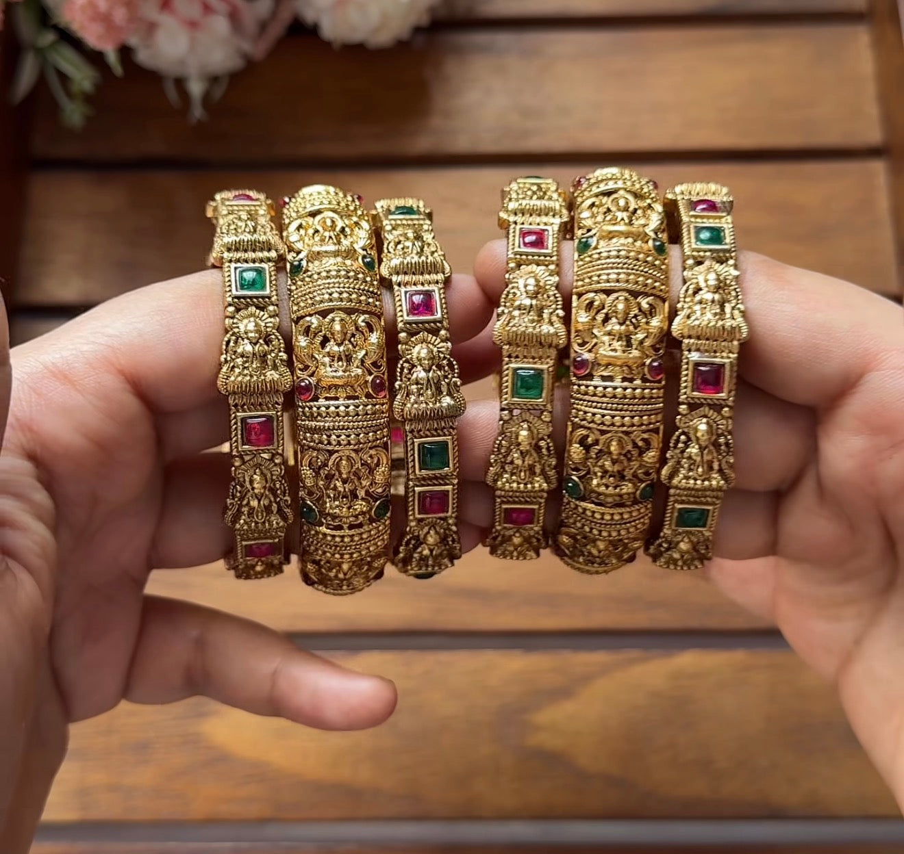 lakshmi combo bangles with outer multi stone B01