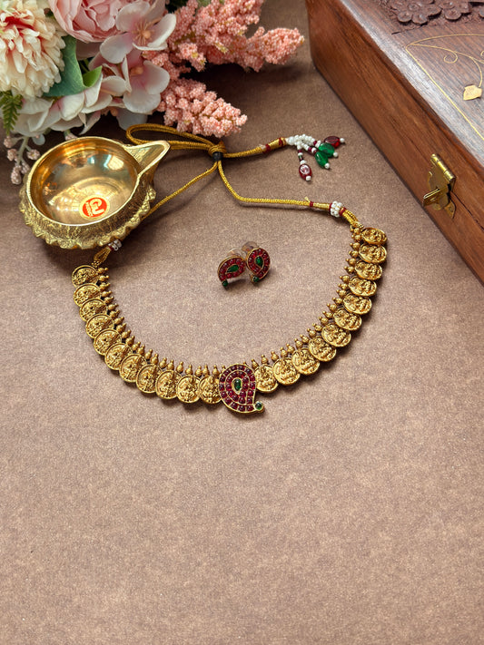 lakshmi coin necklace with mango kemp NE47