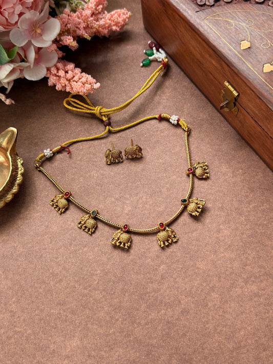multi stone elephant necklace NE45