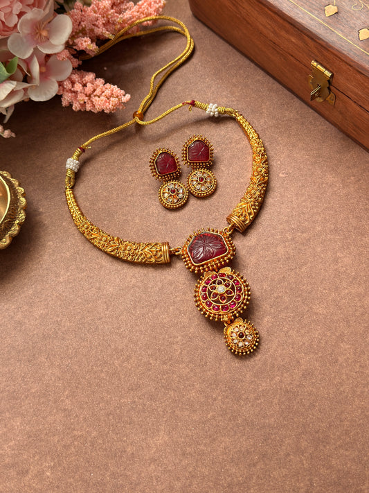 Single Red Stone Necklace NE33