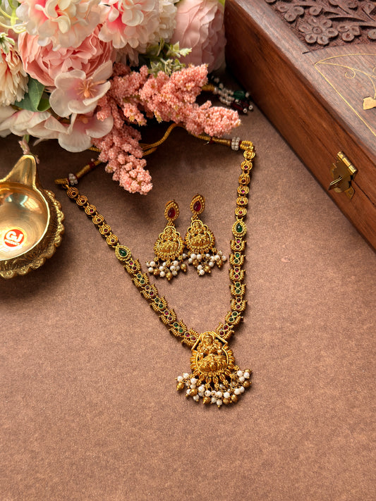 lakshmi multi stone with pearl hanging NE40