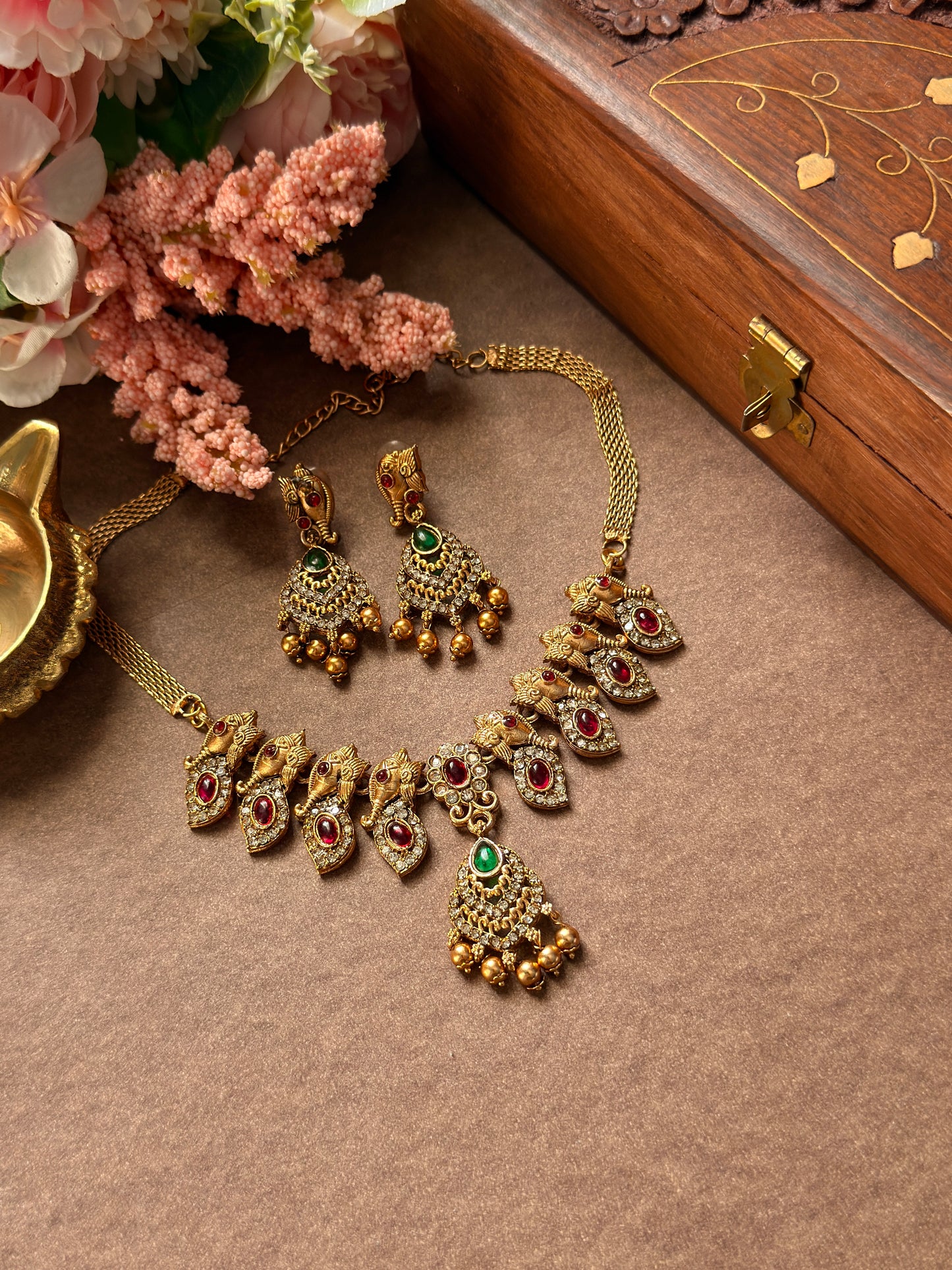 Elephant Head multi necklace NE57
