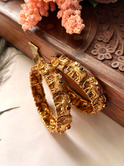 Elephant Bangles Multi Stone B36
