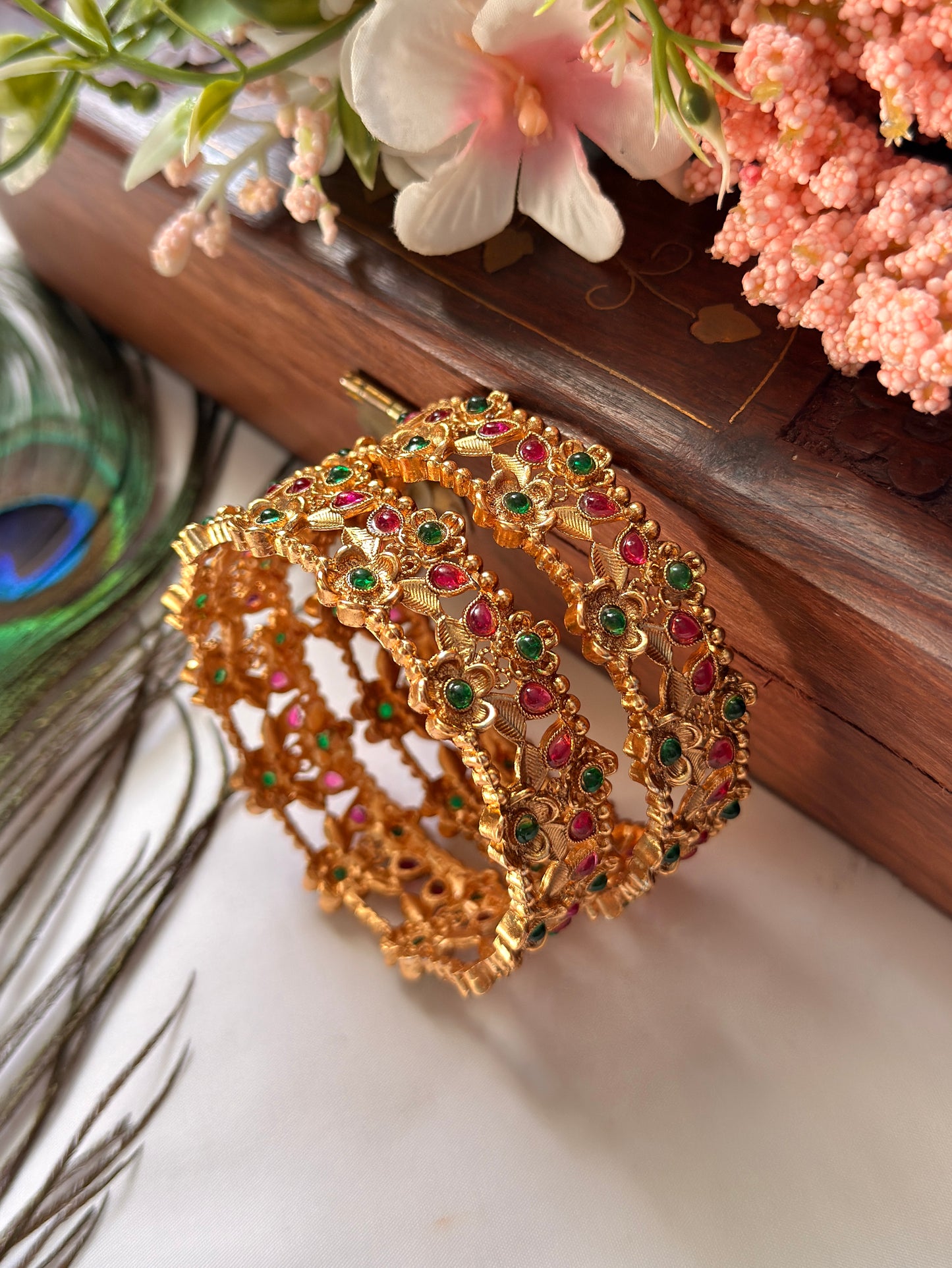 Flower Multi Stone Bangles B35