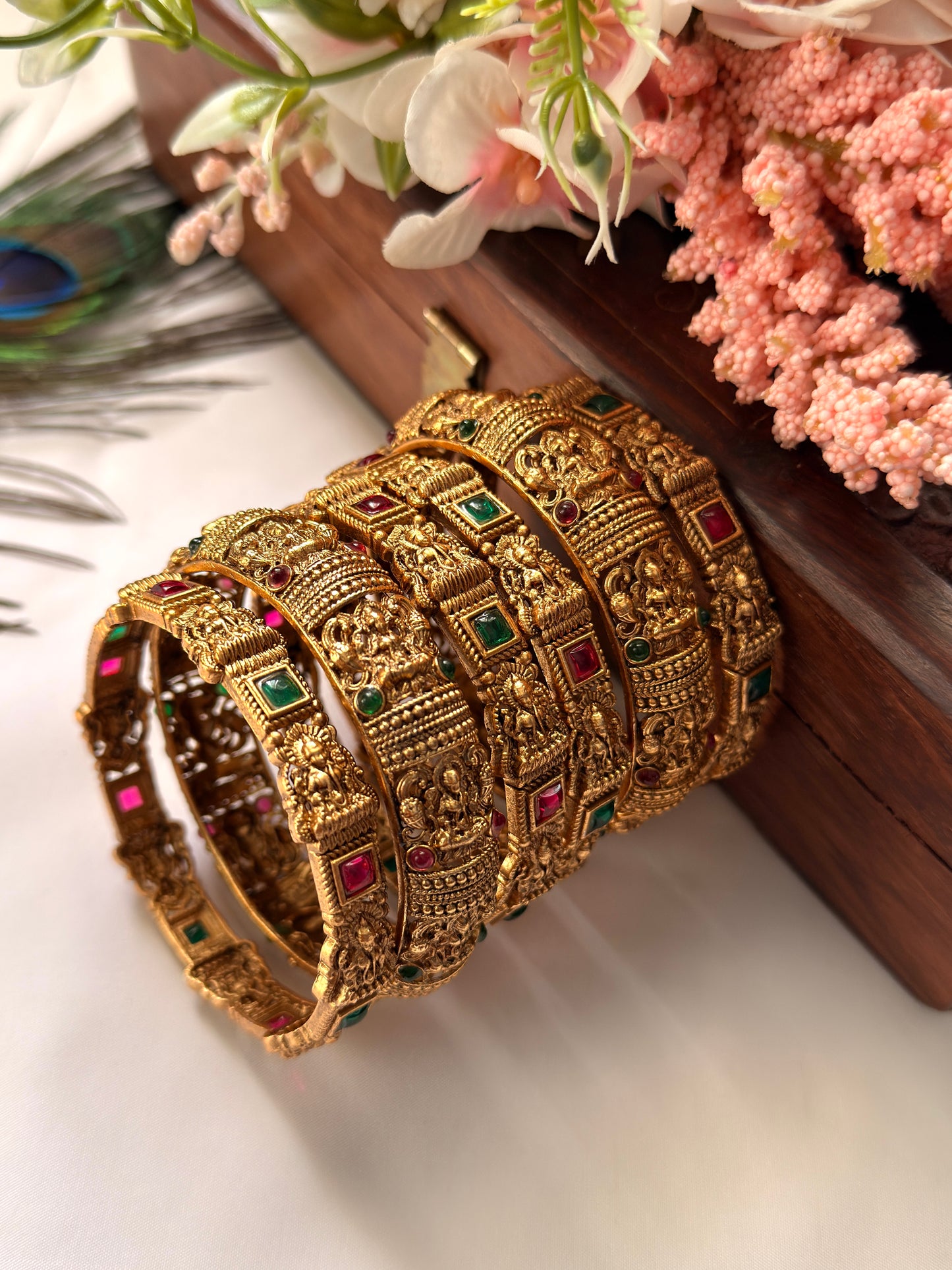 lakshmi combo bangles with outer multi stone B01