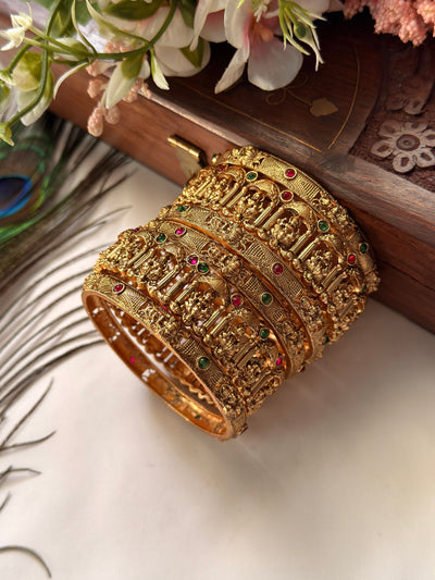 lakshmi with pillar multi stone combo bangles B05