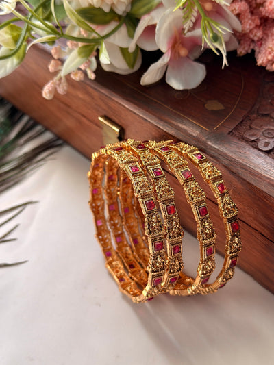 Lakshmi Small Ruby Stone Bangles B12
