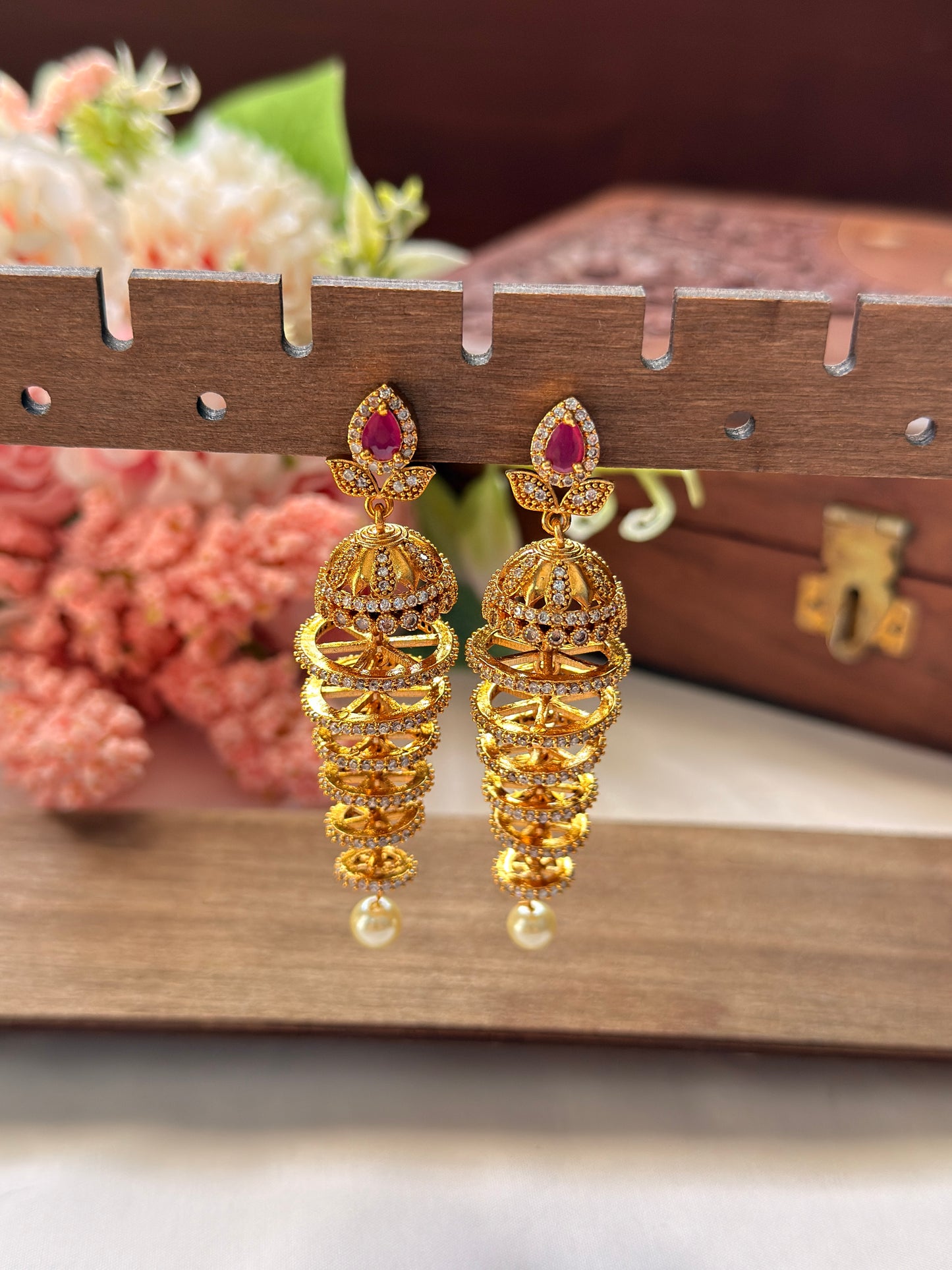 Spiral Ruby Jhumka EAR14