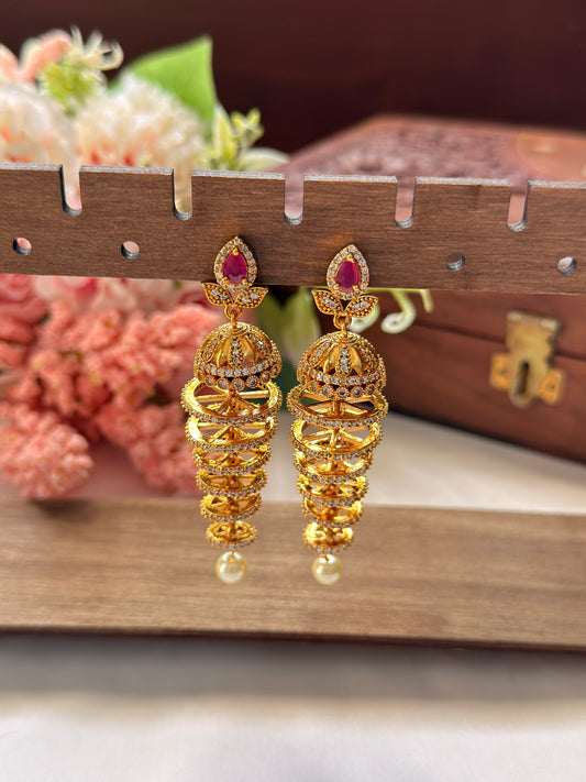 Spiral Ruby Jhumka EAR14