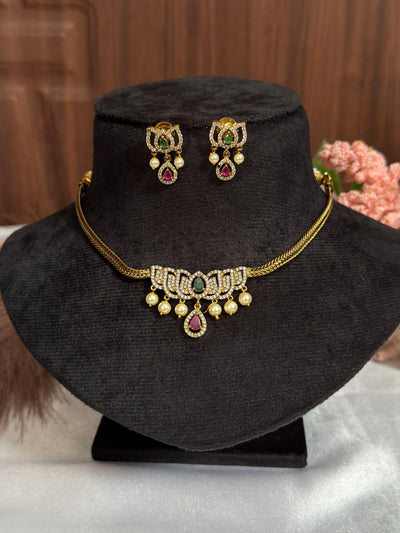 multi stone lotus ad necklace with pearl DIA44