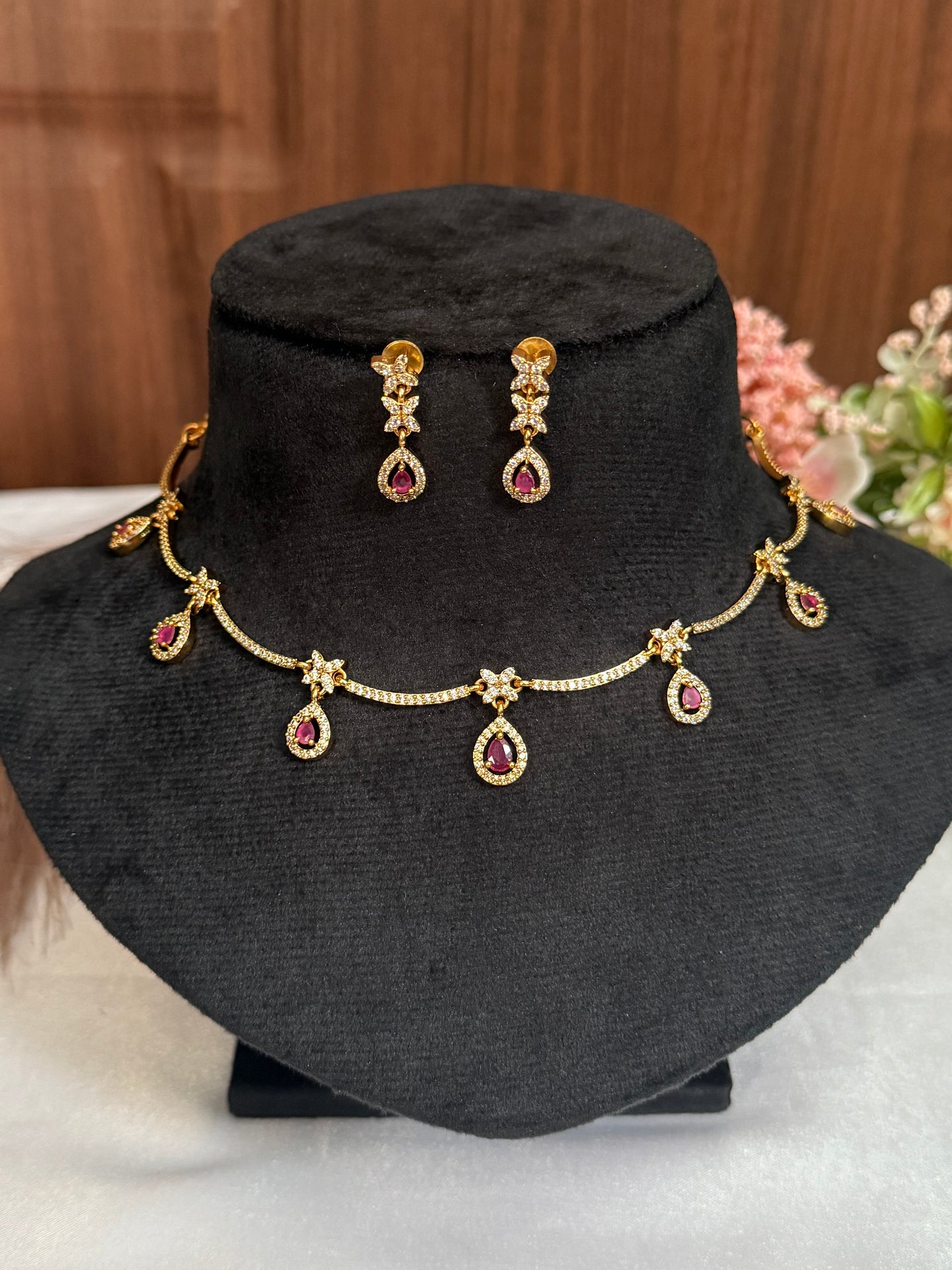 Stone hanging AD Necklace DIA25